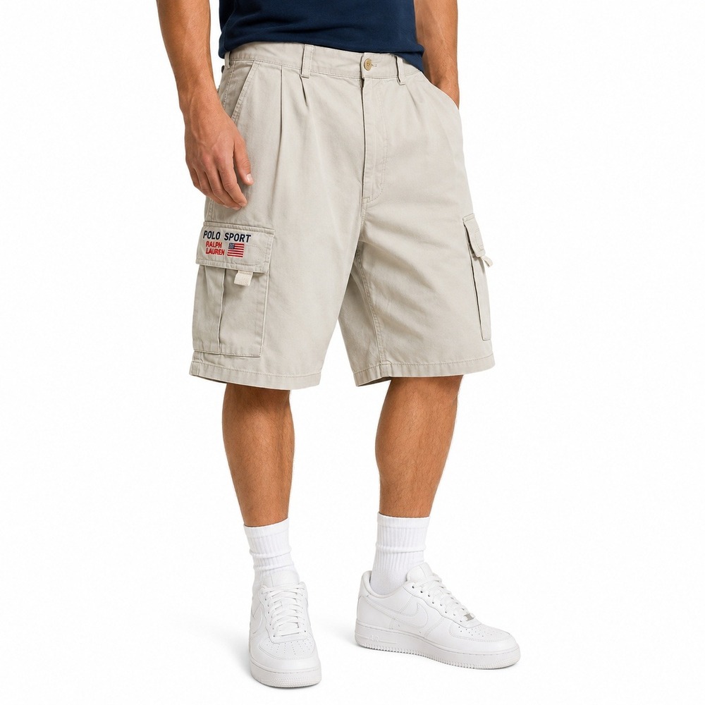 Vintage Polo Sport Ralph Lauren Mens Cargo Shorts 36 USA Made Embroidered Y2K